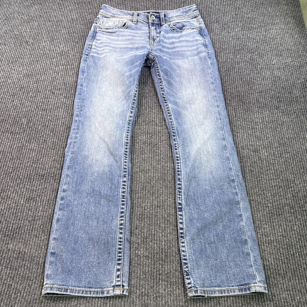 BKE Aiden Jeans Mens 29 x30 Bootcut Stretch Blue Denim Cowboy whiskering